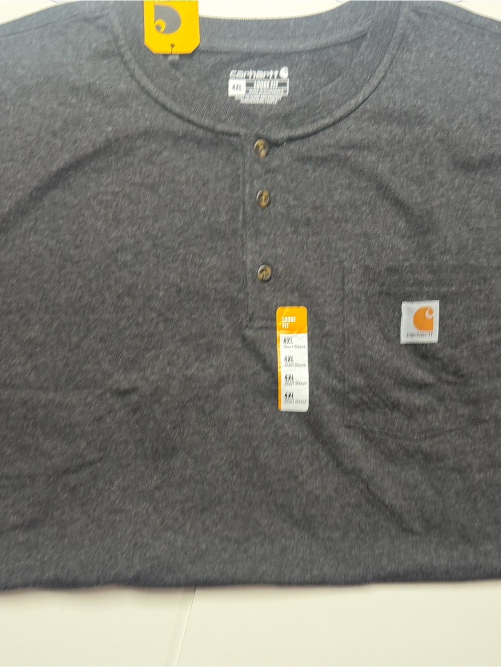 Carhartt Men’s Dark Charcoal Henley Long Sleeve Shirt